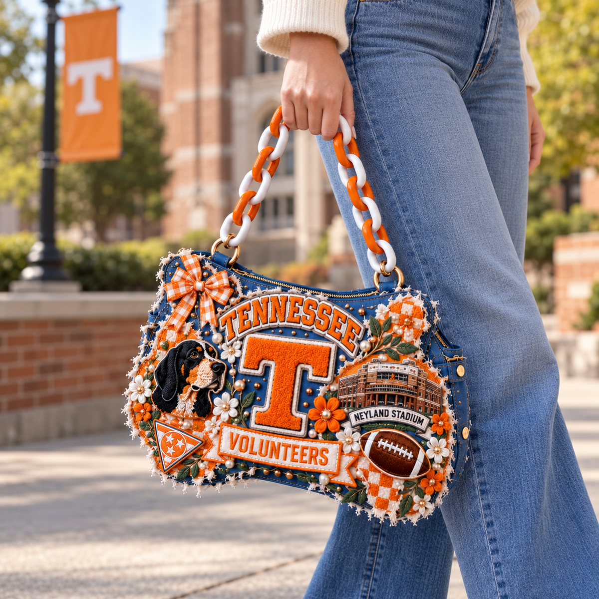 TVF Sculptural Embroidered Denim Handbag NTKO
