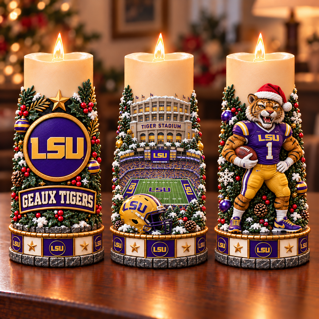 Premium LSU Sculptural LED Candle Trio NTVA