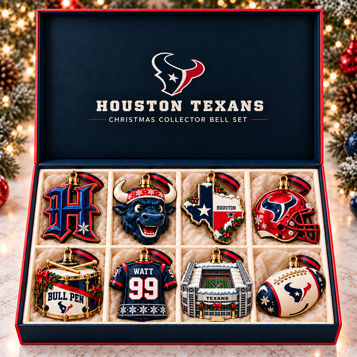 Premium HTX Christmas Bell Ornament TTMH