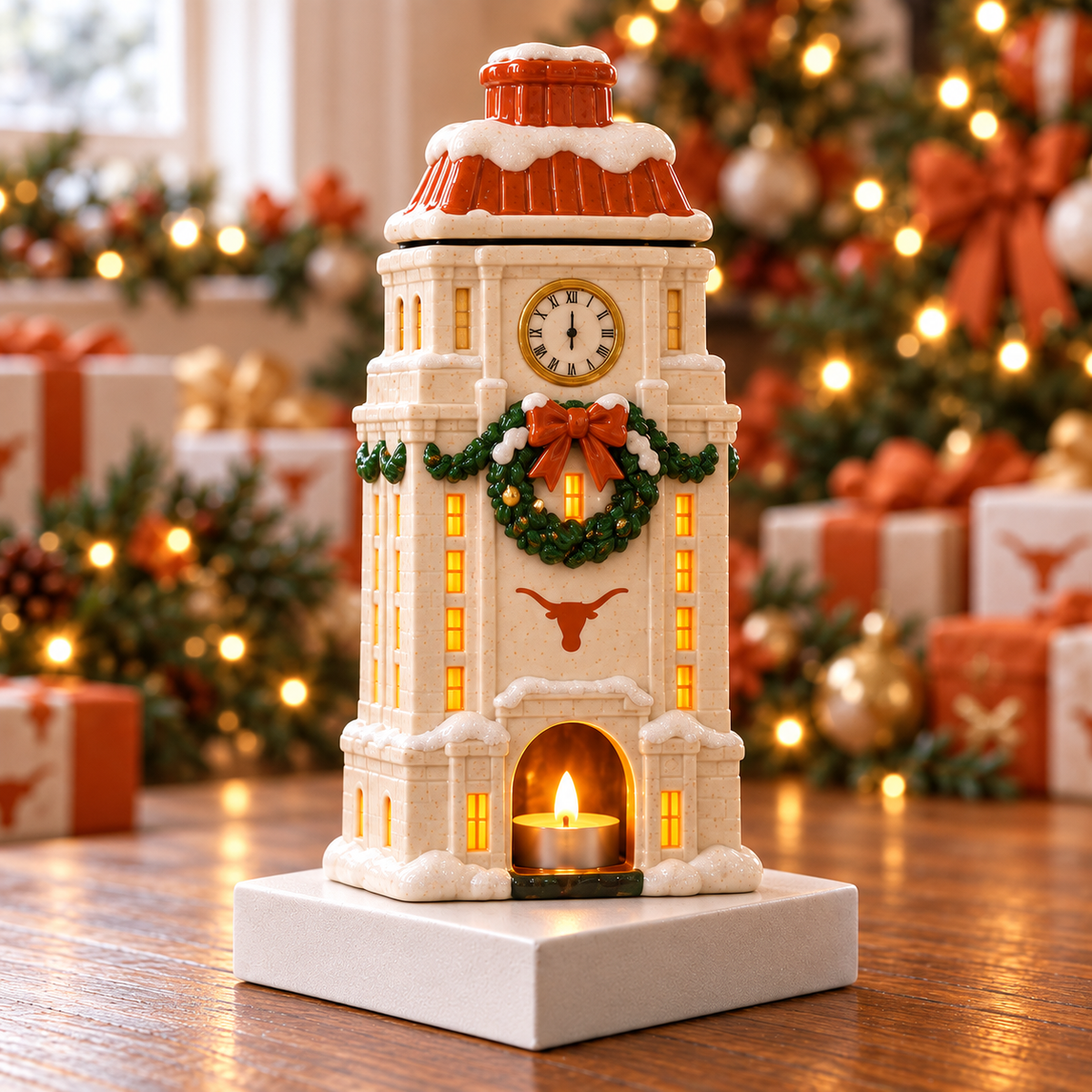 TLS CHRISTMAS CERAMIC CANDLE HOLDER SET HQH