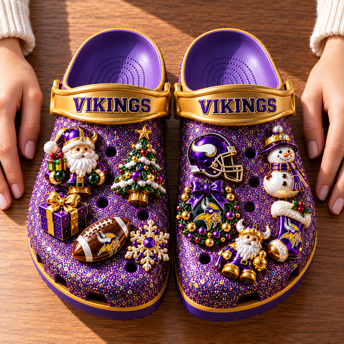 MNV Premium Christmas Glitter Charm Clogs NTTB