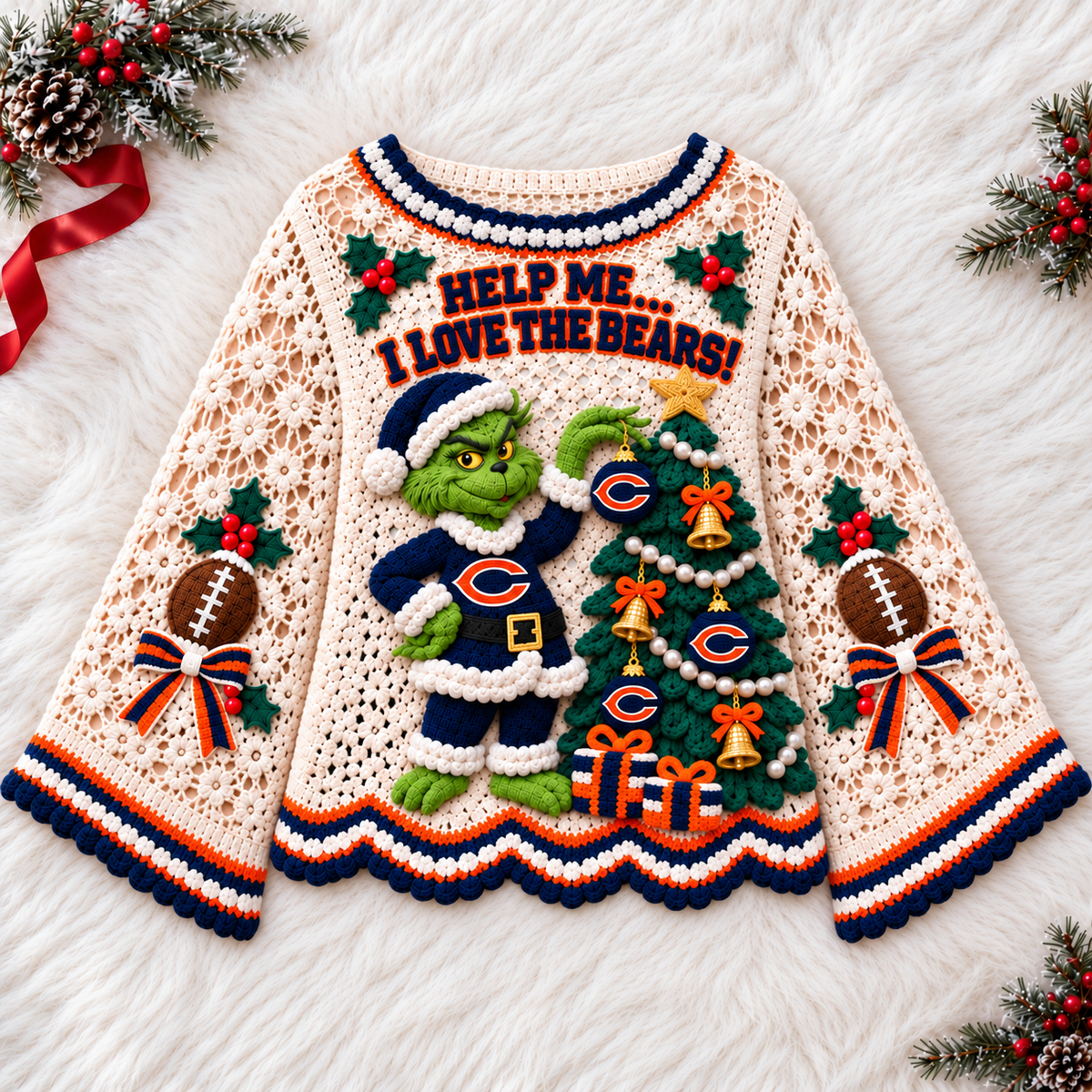 CCB Women’s Premium Christmas Bell-Sleeve Sweater TMH