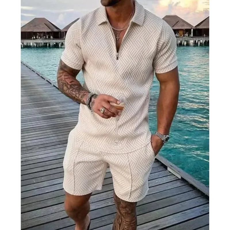 New 3D Digital Printed Men's Fashion Casual Sets Short Sleeve Polo Shirt Suit 2 Pcs Sets Sportwear Male Clothing Ropa Y2k Barata